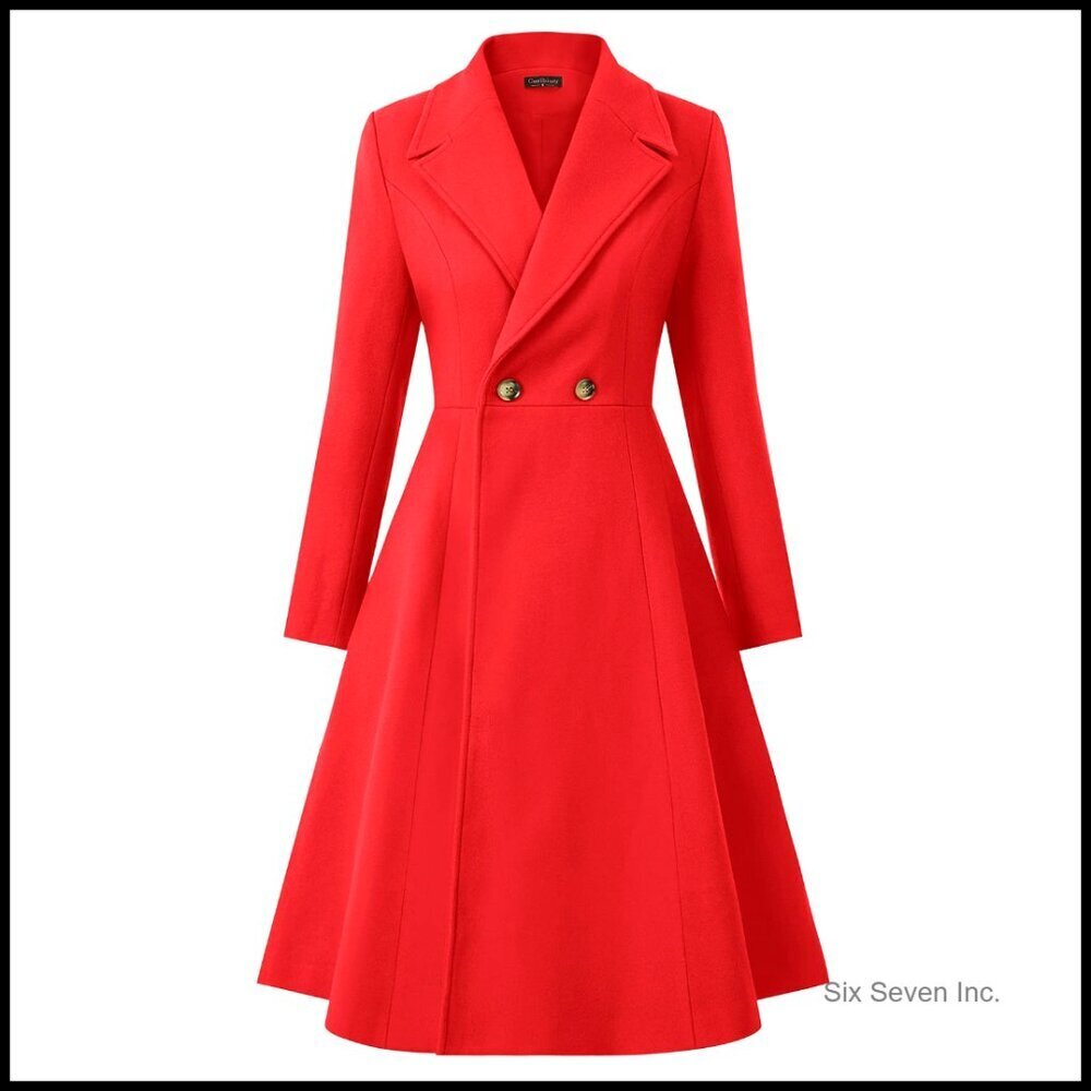 Double Breasted Pea Coat A-Line Trench Coat Classic Elegant Winter Dress Coat